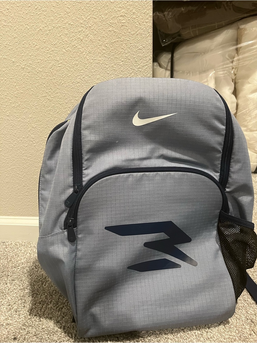 Nike Grey Backpack with Navy Accents